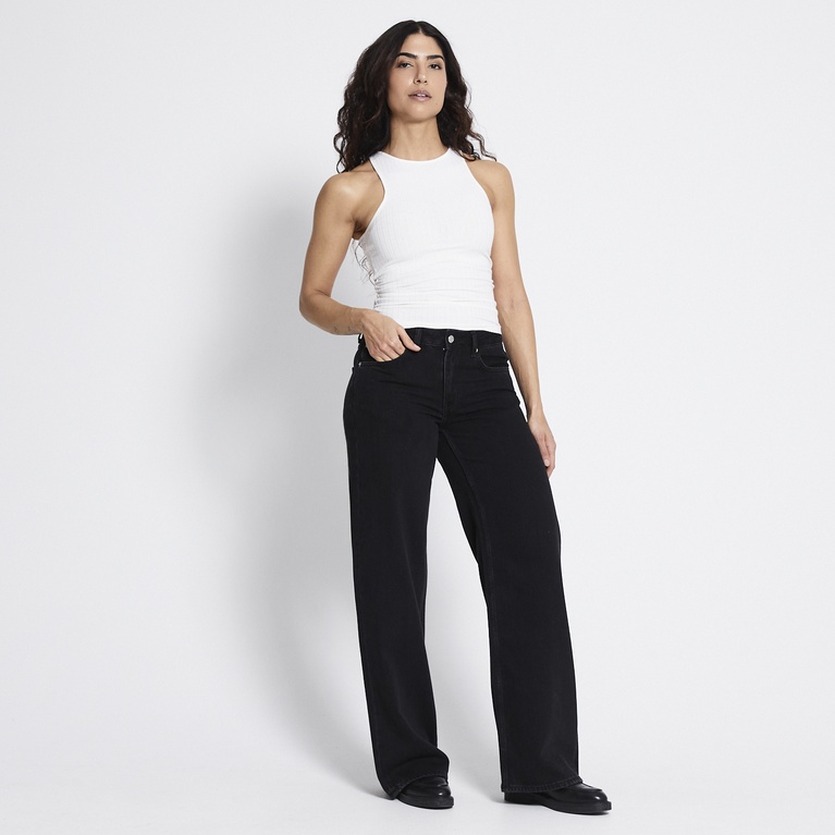 Mid waist wide jeans "Optiwide" Black Used